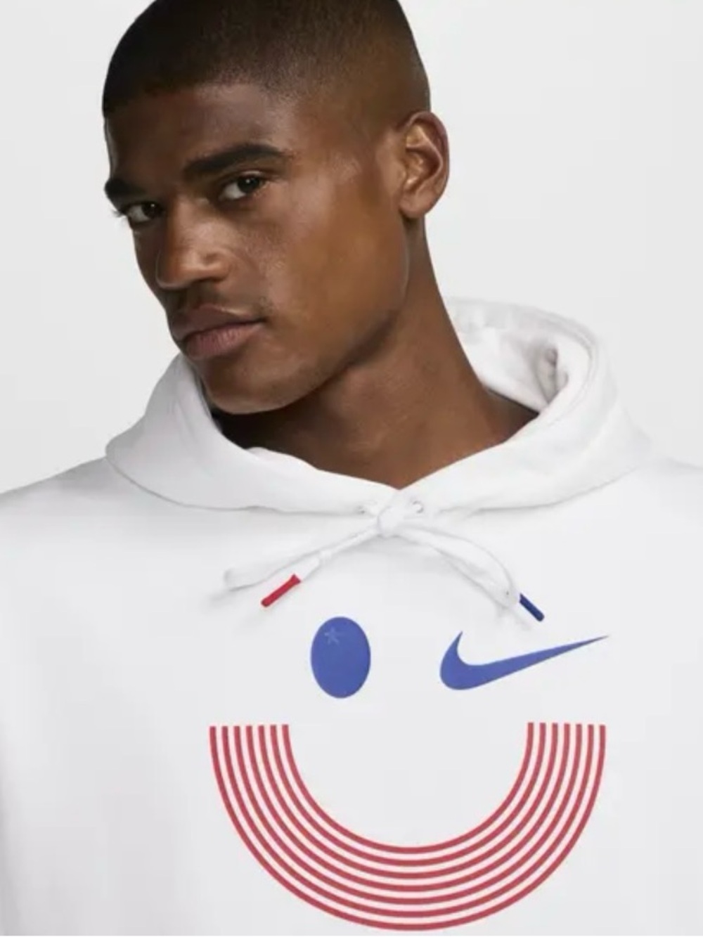 Nike Solo Swish USA Hoodie with Red Striped Graphic and Blue Accents